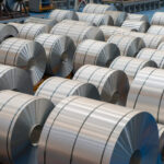 Large steel rolls in the factory