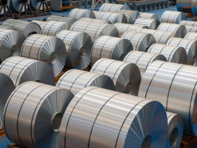 Large steel rolls in the factory